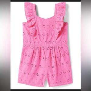 Janie and Jack Pink Eyelet Ruffle Romper